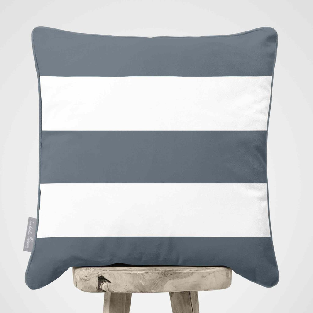 3 Stripes Horizontal | Sustainable Velvet Cushion with Piping - French Grey 40 x 40 cm by Izabela Peters