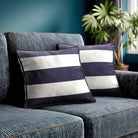 3 Stripes Horizontal | Sustainable Velvet Cushion with Piping - Graphite 40 x 40 cm by Izabela Peters