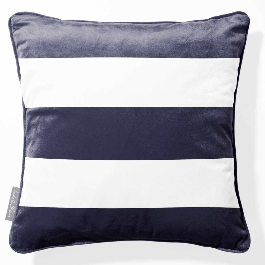 3 Stripes Horizontal | Sustainable Velvet Cushion with Piping - Graphite 40 x 40 cm by Izabela Peters
