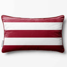 3 Stripes Horizontal with Piping | Sustainable Velvet Rectangle Cushion - Raspberry Red 50 x 30 cm by Izabela Peters
