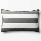 3 Stripes Horizontal with Piping | Sustainable Velvet Rectangle Cushion - Beluga 50 x 30 cm by Izabela Peters