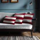 3 Stripes Horizontal with Piping | Sustainable Velvet Rectangle Cushion - Raspberry Red 50 x 30 cm by Izabela Peters