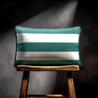 3 Stripes Horizontal with Piping | Sustainable Velvet Rectangle Cushion - Forest Biome 50 x 30 cm by Izabela Peters