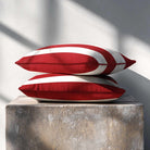 3 Stripes Horizontal with Piping | Sustainable Velvet Rectangle Cushion - Crimson Muse 50 x 30 cm by Izabela Peters