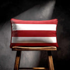 3 Stripes Horizontal with Piping | Sustainable Velvet Rectangle Cushion - Crimson Muse 50 x 30 cm by Izabela Peters