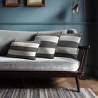 3 Stripes Horizontal with Piping | Sustainable Velvet Rectangle Cushion - Beluga 50 x 30 cm by Izabela Peters