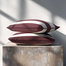 3 Stripes Horizontal with Piping | Sustainable Velvet Rectangle Cushion - Italian Grape 50 x 30 cm by Izabela Peters