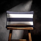 3 Stripes Horizontal with Piping | Sustainable Velvet Rectangle Cushion - Graphite 50 x 30 cm by Izabela Peters