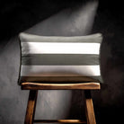 3 Stripes Horizontal with Piping | Sustainable Velvet Rectangle Cushion - Beluga 50 x 30 cm by Izabela Peters