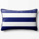 3 Stripes Horizontal with Piping | Sustainable Velvet Rectangle Cushion - Midnight 50 x 30 cm by Izabela Peters