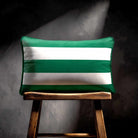3 Stripes Horizontal with Piping | Sustainable Velvet Rectangle Cushion - Emerald Green 50 x 30 cm by Izabela Peters