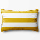 3 Stripes Horizontal with Piping | Sustainable Velvet Rectangle Cushion - Mustard Ochre 50 x 30 cm by Izabela Peters
