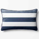 3 Stripes Horizontal with Piping | Sustainable Velvet Rectangle Cushion - Petrol Blue 50 x 30 cm by Izabela Peters
