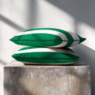 3 Stripes Horizontal with Piping | Sustainable Velvet Rectangle Cushion - Emerald Green 50 x 30 cm by Izabela Peters