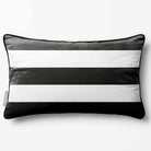 3 Stripes Horizontal with Piping | Sustainable Velvet Rectangle Cushion - Charcoal 50 x 30 cm by Izabela Peters