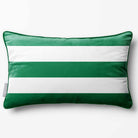 3 Stripes Horizontal with Piping | Sustainable Velvet Rectangle Cushion - Emerald Green 50 x 30 cm by Izabela Peters