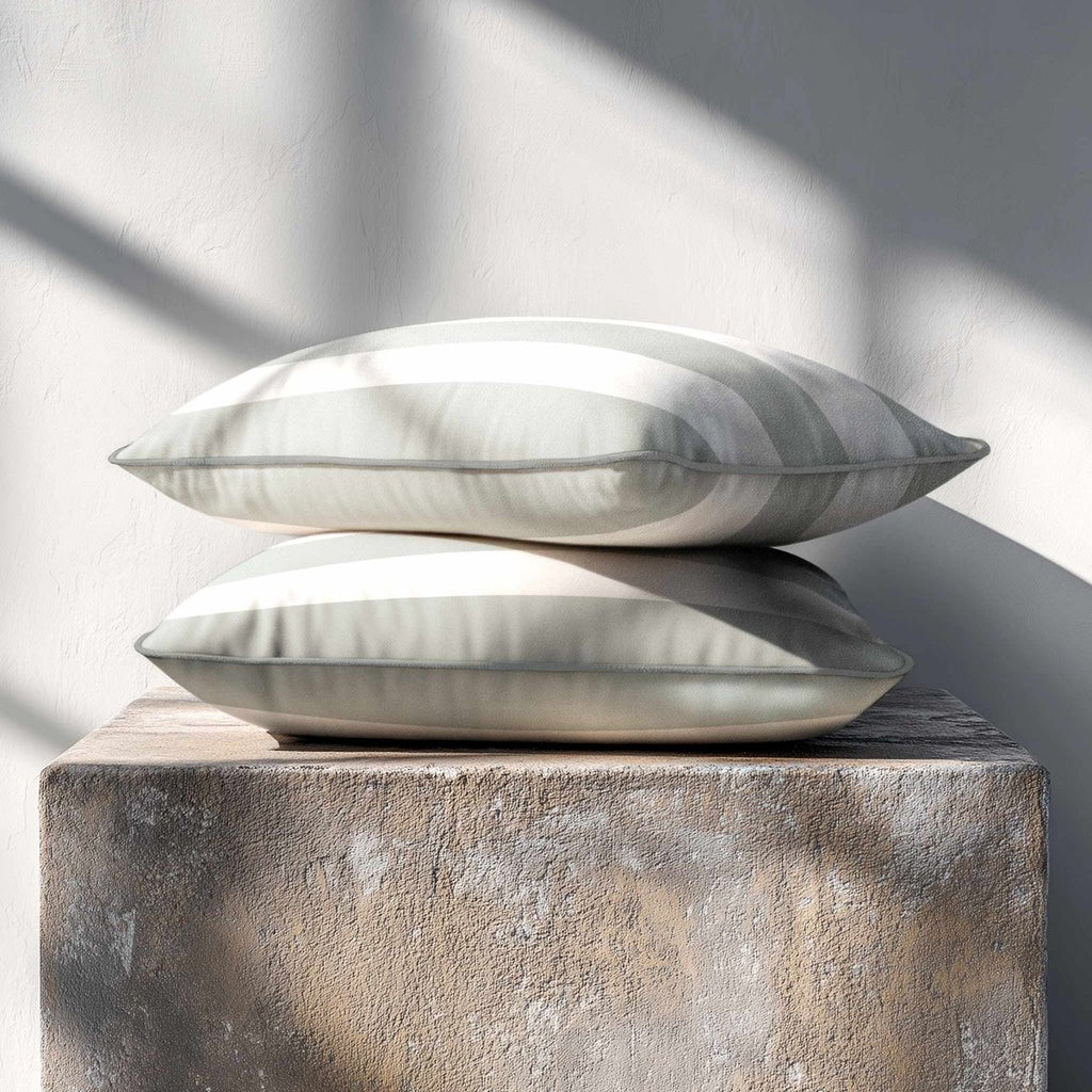 3 Stripes Horizontal with Piping | Sustainable Velvet Rectangle Cushion - Storm Grey 50 x 30 cm by Izabela Peters