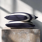3 Stripes Horizontal with Piping | Sustainable Velvet Rectangle Cushion - Graphite 50 x 30 cm by Izabela Peters