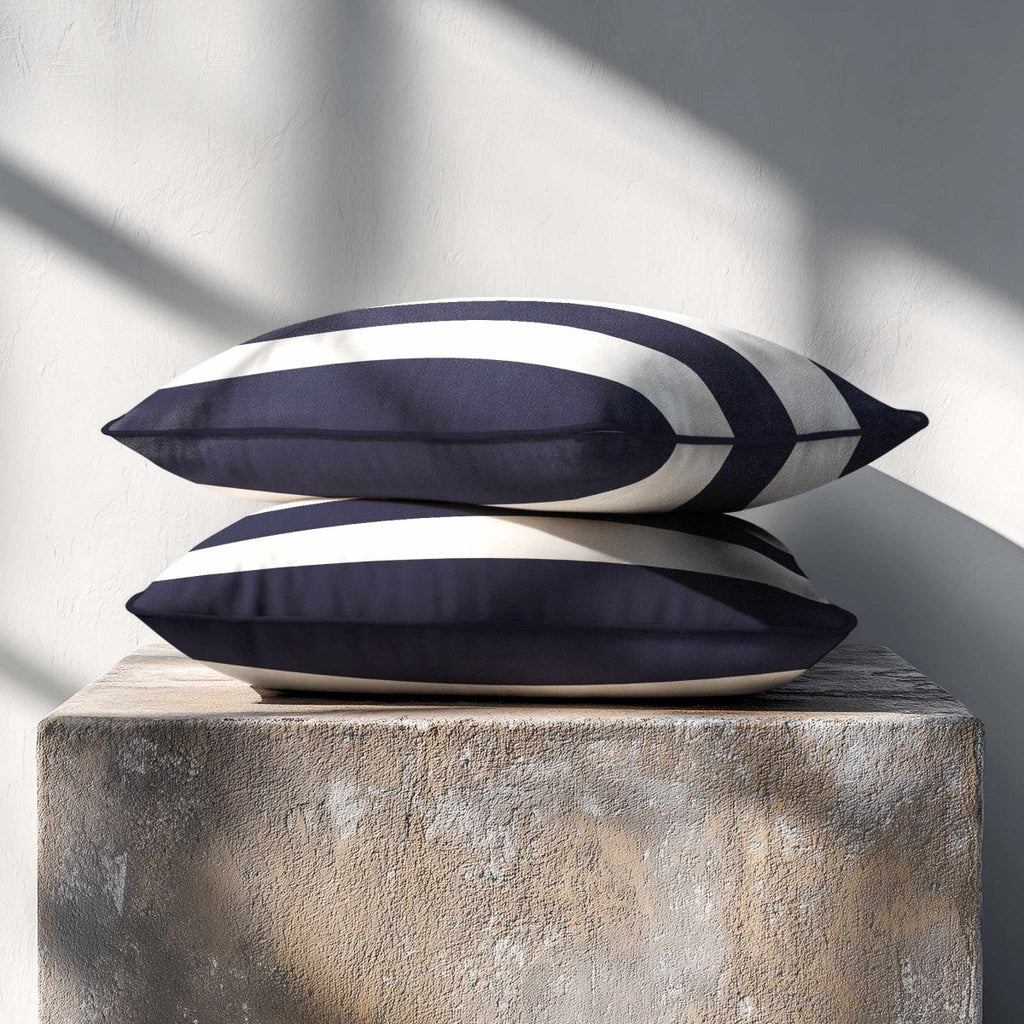 3 Stripes Horizontal with Piping | Sustainable Velvet Rectangle Cushion - Graphite 50 x 30 cm by Izabela Peters