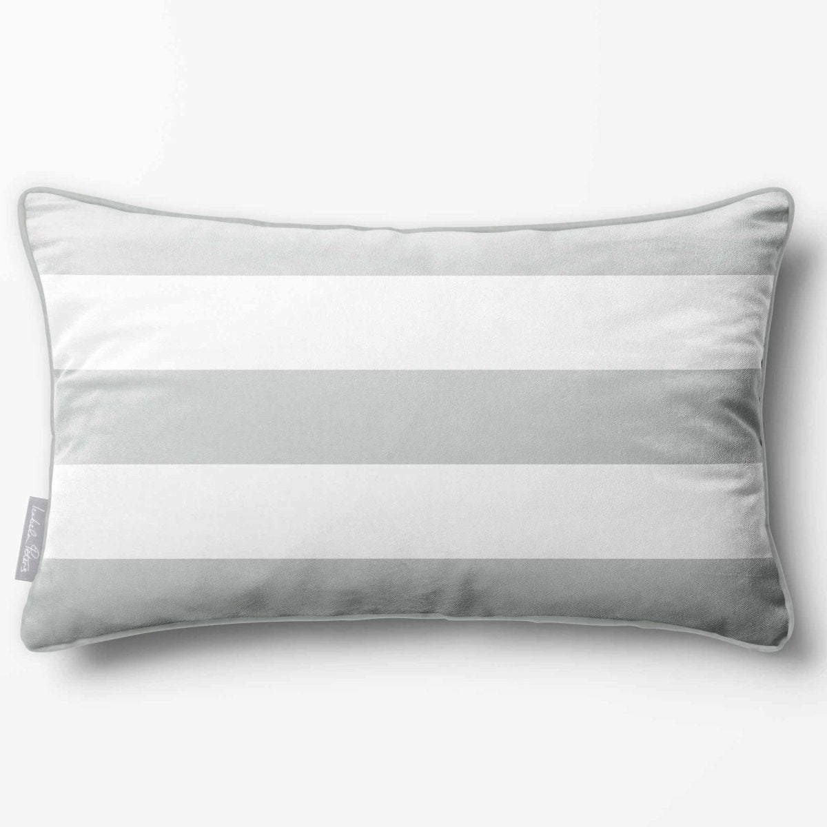 3 Stripes Horizontal with Piping | Sustainable Velvet Rectangle Cushion - Storm Grey 50 x 30 cm by Izabela Peters