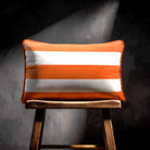3 Stripes Horizontal with Piping | Sustainable Velvet Rectangle Cushion - Burnt Orange 50 x 30 cm by Izabela Peters