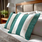3 Stripes | Sustainable Velvet Cushion with Piping - Forest Biome 40 x 40 cm by Izabela Peters