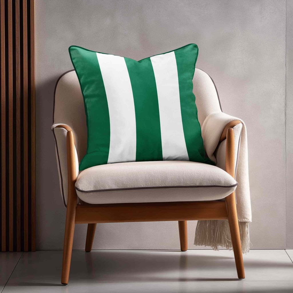 3 Stripes | Sustainable Velvet Cushion with Piping - Emerald Green 40 x 40 cm by Izabela Peters