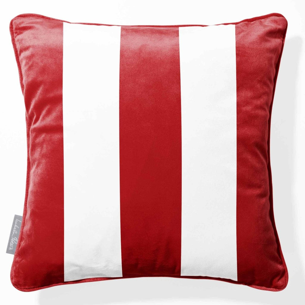 3 Stripes | Sustainable Velvet Cushion with Piping - Crimson Muse 40 x 40 cm by Izabela Peters