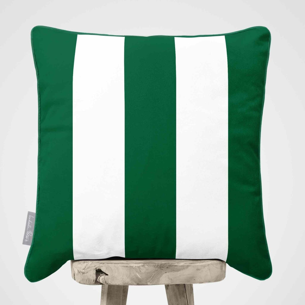 3 Stripes | Sustainable Velvet Cushion with Piping - Emerald Green 40 x 40 cm by Izabela Peters