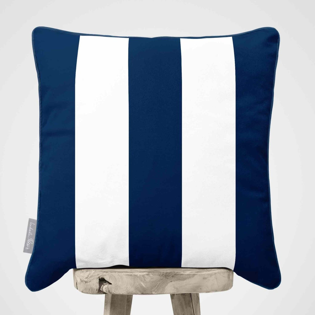 3 Stripes | Sustainable Velvet Cushion with Piping - Estate Blue 40 x 40 cm by Izabela Peters