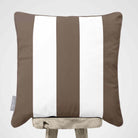 3 Stripes | Sustainable Velvet Cushion with Piping - Dovedale Stone 40 x 40 cm by Izabela Peters