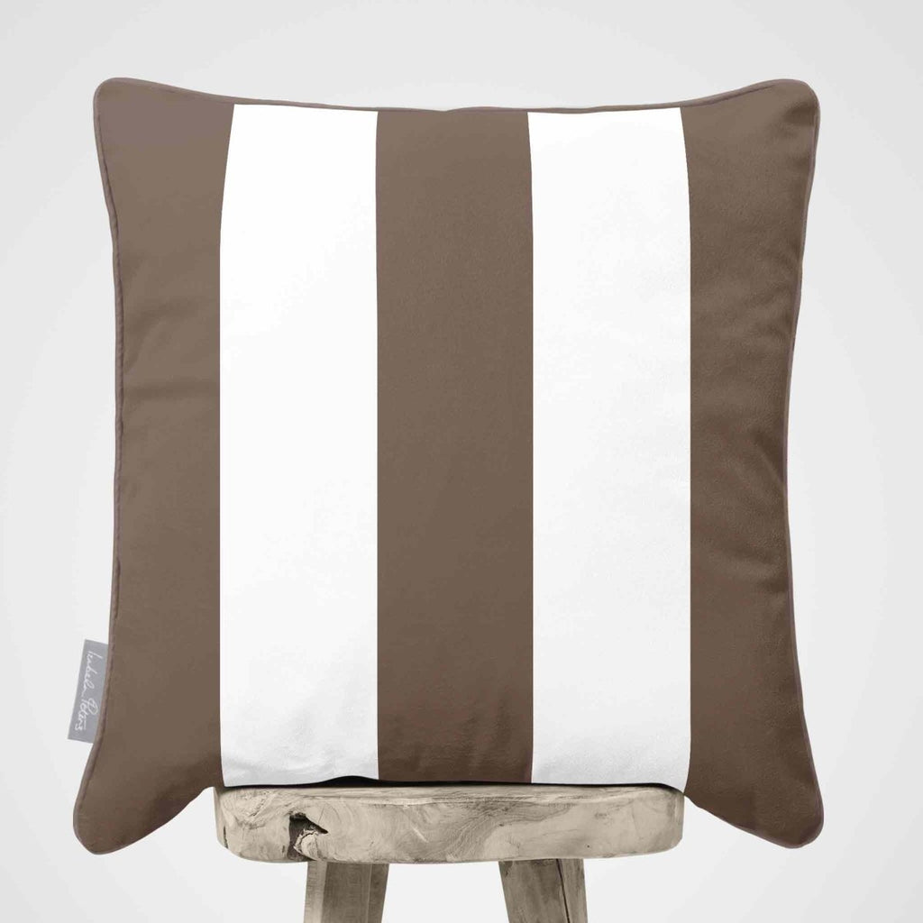 3 Stripes | Sustainable Velvet Cushion with Piping - Dovedale Stone 40 x 40 cm by Izabela Peters