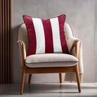 3 Stripes | Sustainable Velvet Cushion with Piping - Raspberry Red 40 x 40 cm by Izabela Peters