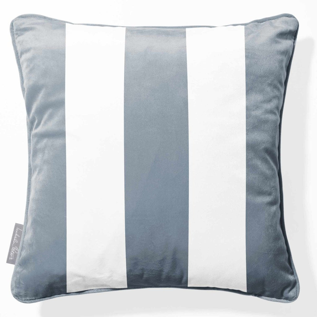 3 Stripes | Sustainable Velvet Cushion with Piping - French Grey 40 x 40 cm by Izabela Peters