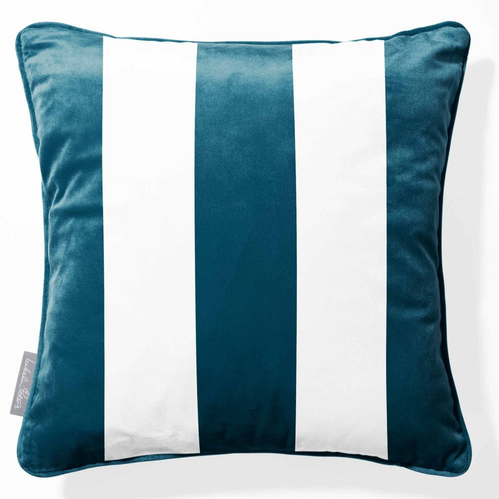 3 Stripes | Sustainable Velvet Cushion with Piping - Teal 40 x 40 cm by Izabela Peters