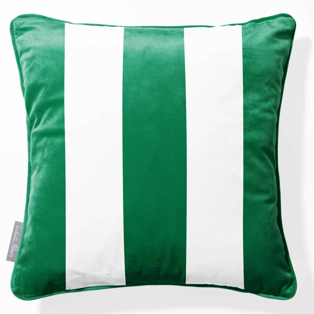 3 Stripes | Sustainable Velvet Cushion with Piping - Emerald Green 40 x 40 cm by Izabela Peters