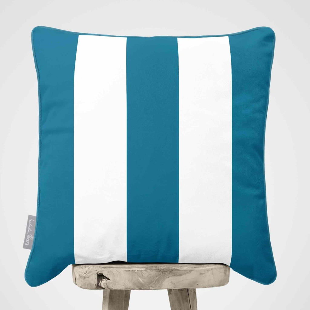 3 Stripes | Sustainable Velvet Cushion with Piping - Prussian Blue 40 x 40 cm by Izabela Peters