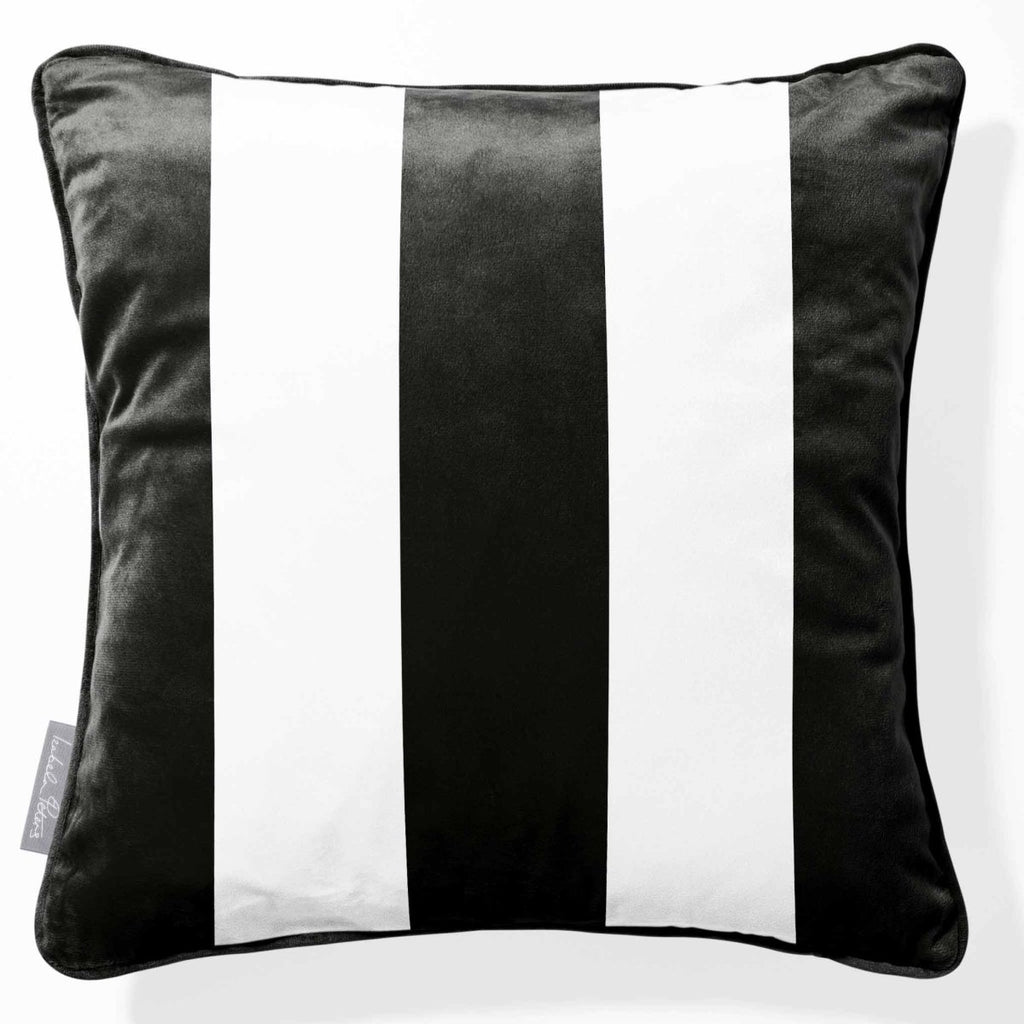 3 Stripes | Sustainable Velvet Cushion with Piping - Charcoal 40 x 40 cm by Izabela Peters