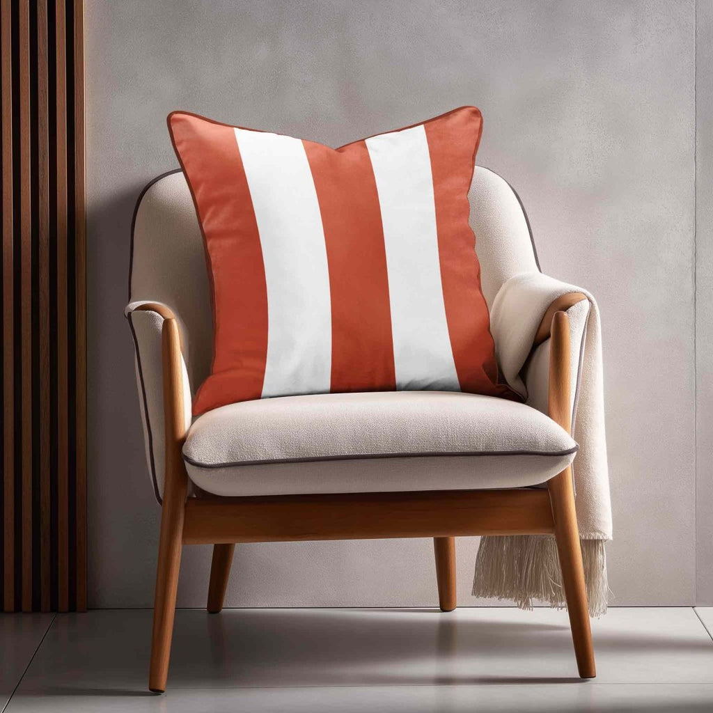 3 Stripes | Sustainable Velvet Cushion with Piping - Burnt Ochre 40 x 40 cm by Izabela Peters