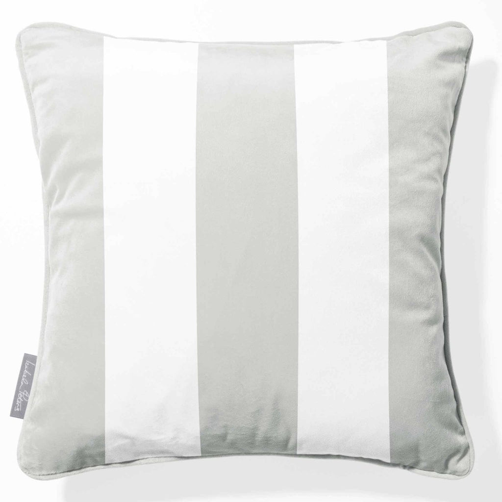 3 Stripes | Sustainable Velvet Cushion with Piping - Storm Grey 40 x 40 cm by Izabela Peters