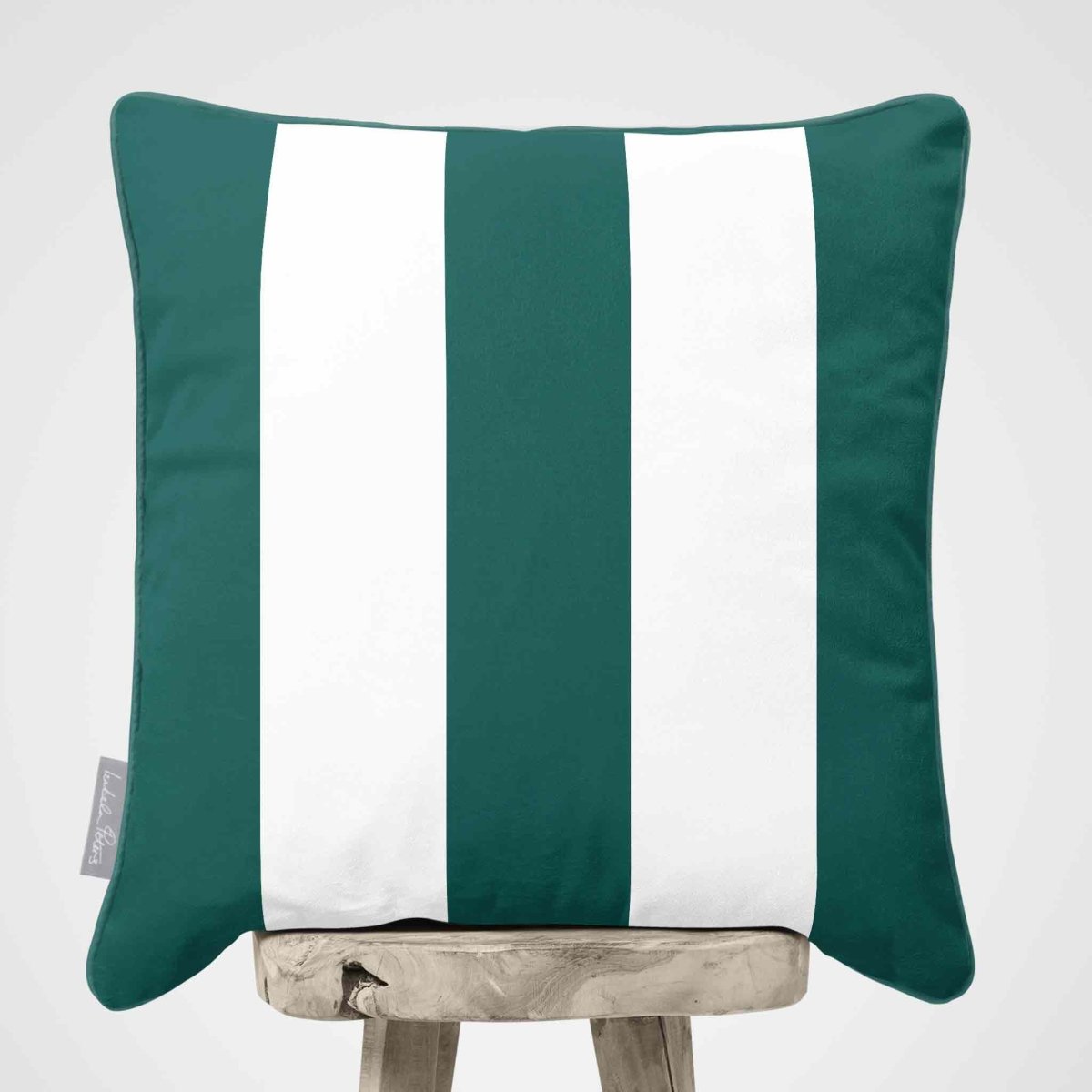 3 Stripes | Sustainable Velvet Cushion with Piping - Forest Biome 40 x 40 cm by Izabela Peters