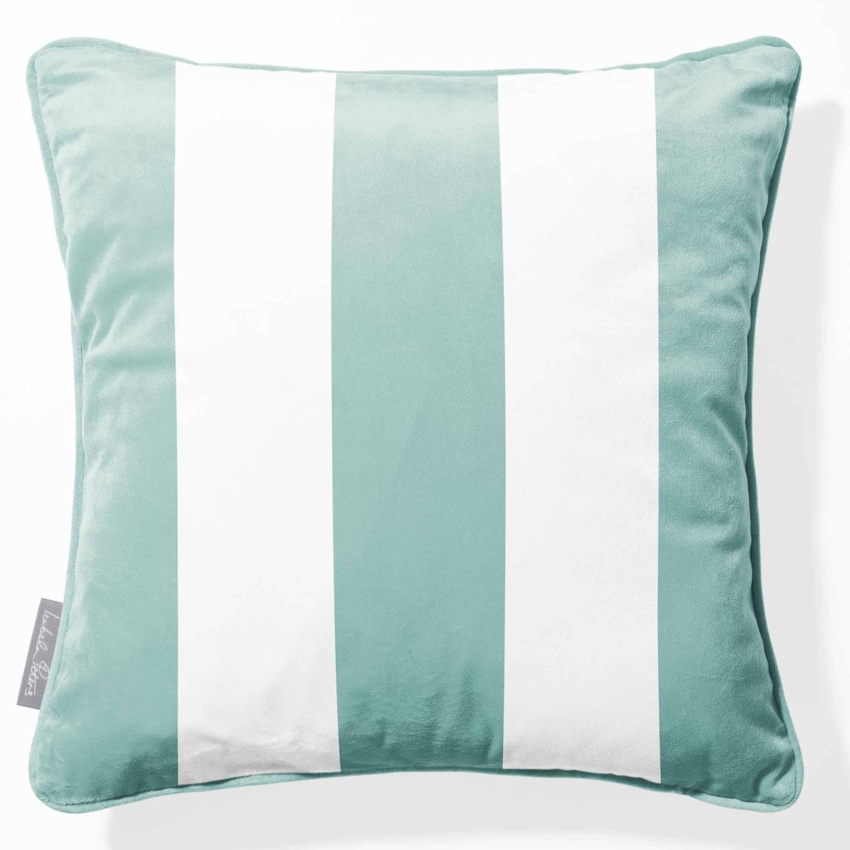 3 Stripes | Sustainable Velvet Cushion with Piping - Blue Surf 40 x 40 cm by Izabela Peters