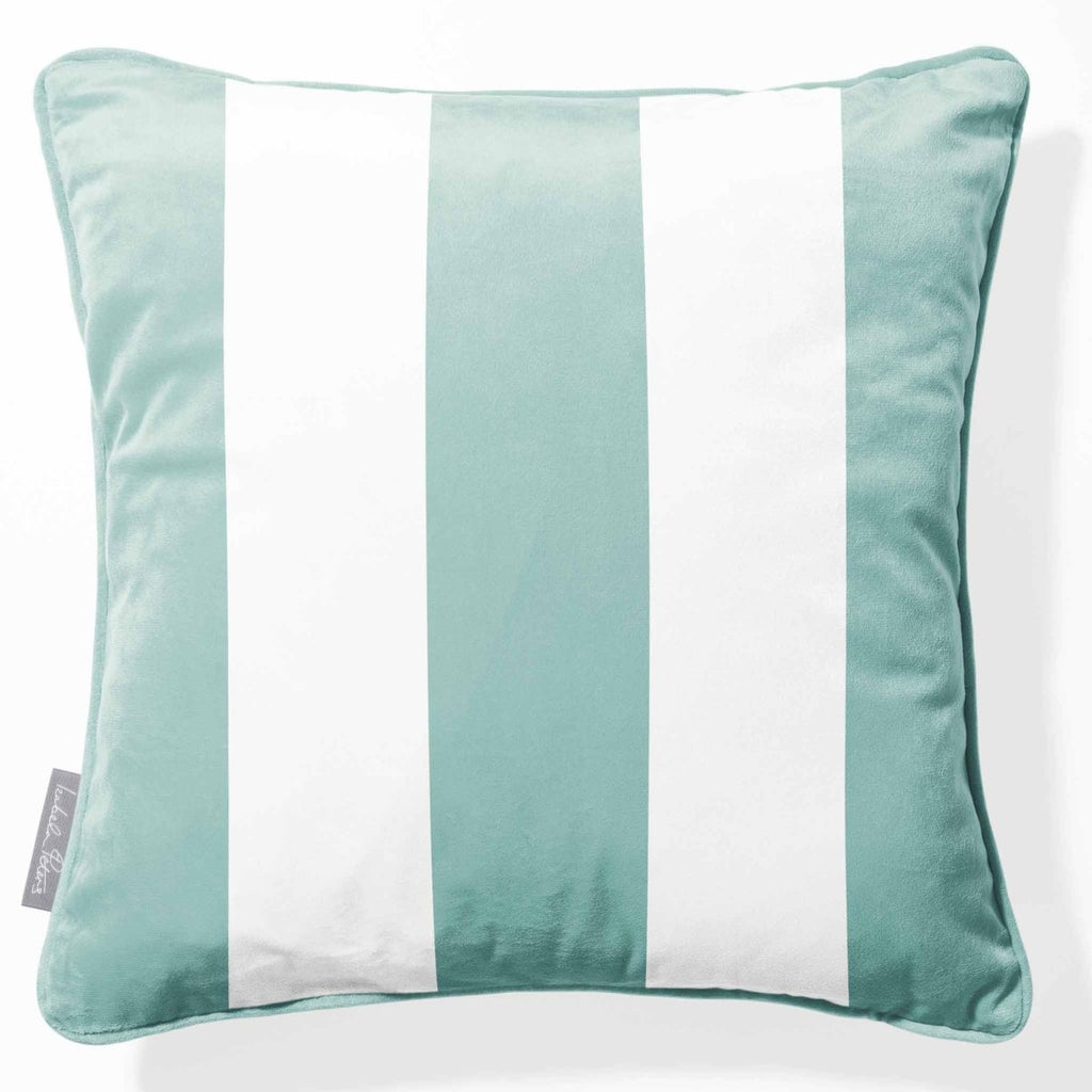 3 Stripes | Sustainable Velvet Cushion with Piping - Blue Surf 40 x 40 cm by Izabela Peters
