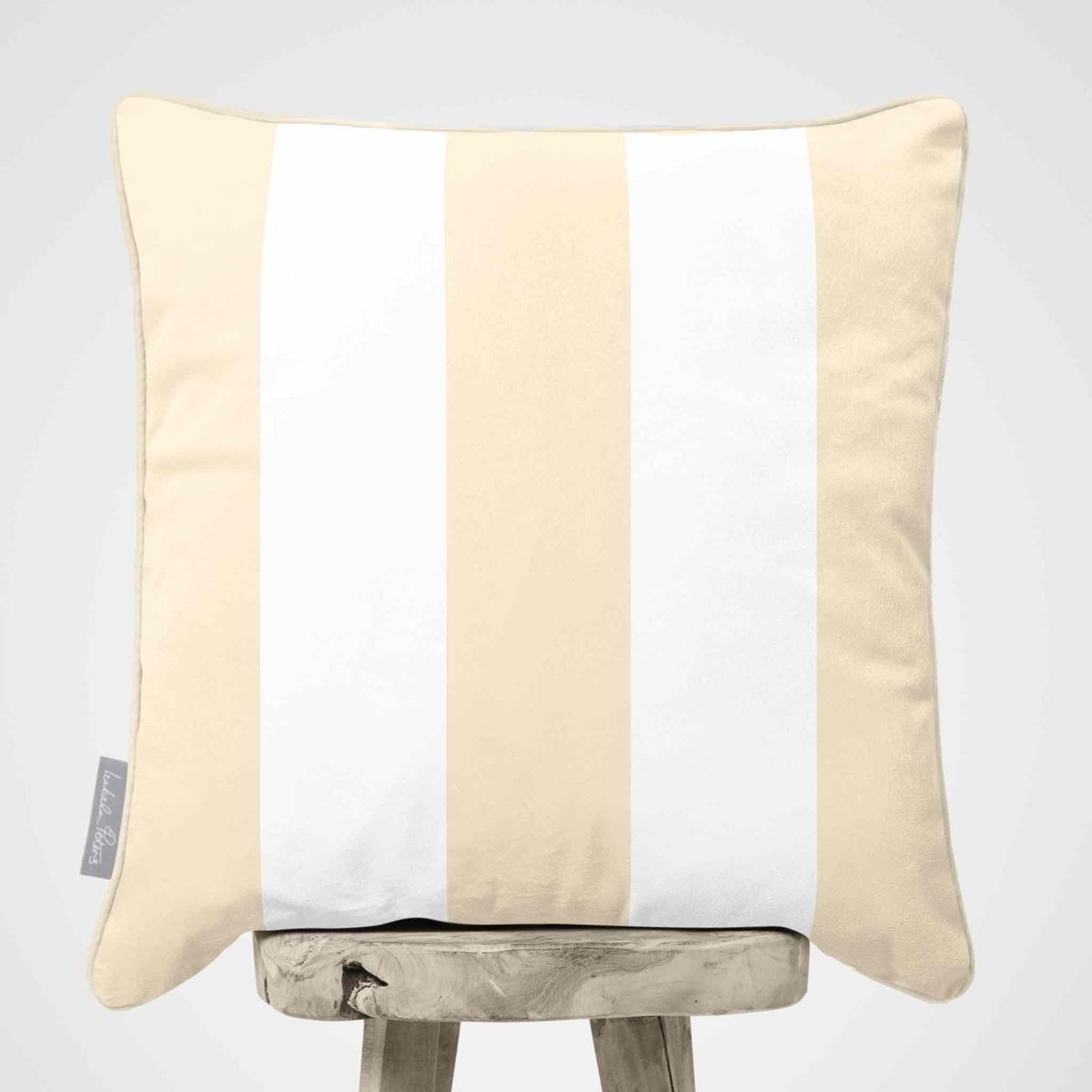 3 Stripes | Sustainable Velvet Cushion with Piping - Ivory Cream 40 x 40 cm by Izabela Peters