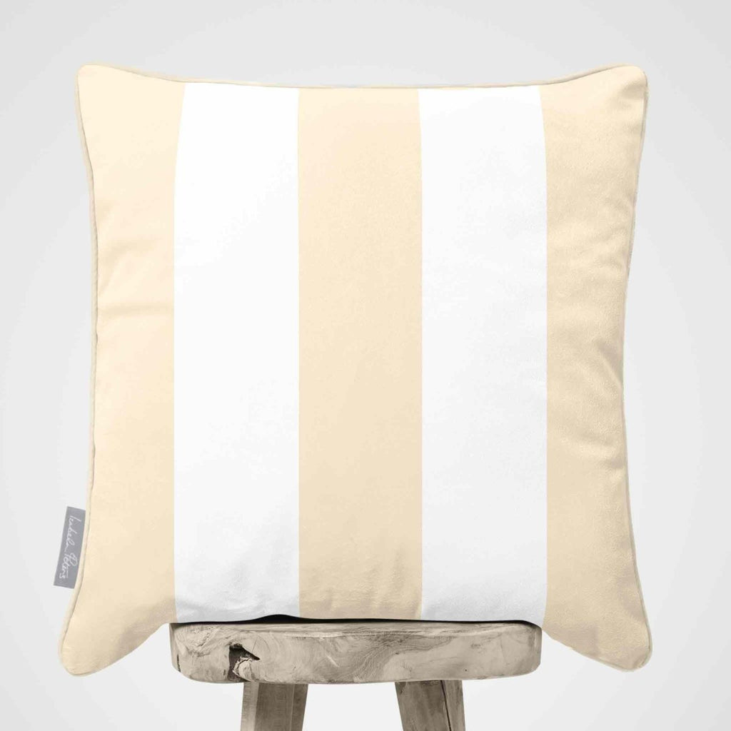 3 Stripes | Sustainable Velvet Cushion with Piping - Ivory Cream 40 x 40 cm by Izabela Peters