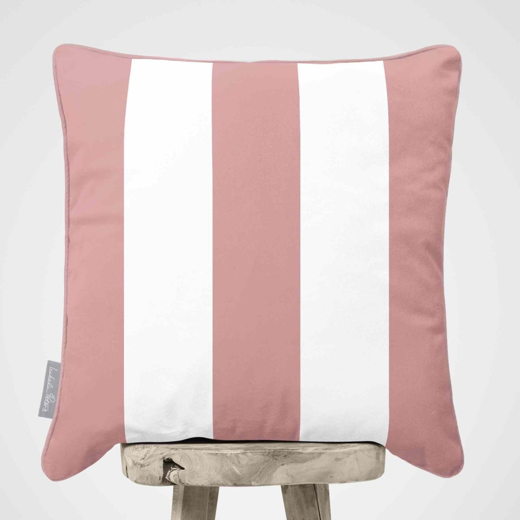 3 Stripes | Sustainable Velvet Cushion with Piping - Rosewater 40 x 40 cm by Izabela Peters