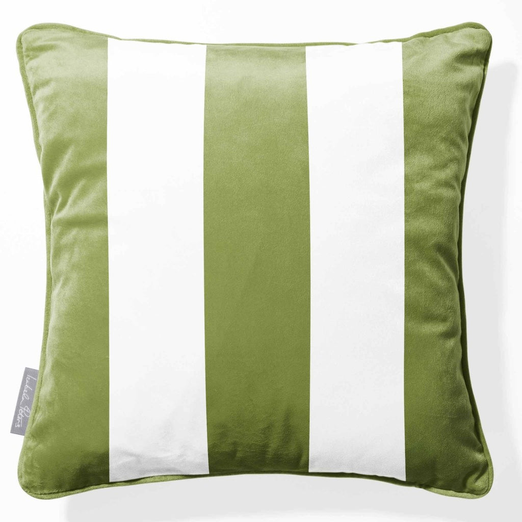3 Stripes | Sustainable Velvet Cushion with Piping - Sage 40 x 40 cm by Izabela Peters