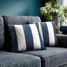 3 Stripes | Sustainable Velvet Cushion with Piping - Petrol Blue 40 x 40 cm by Izabela Peters