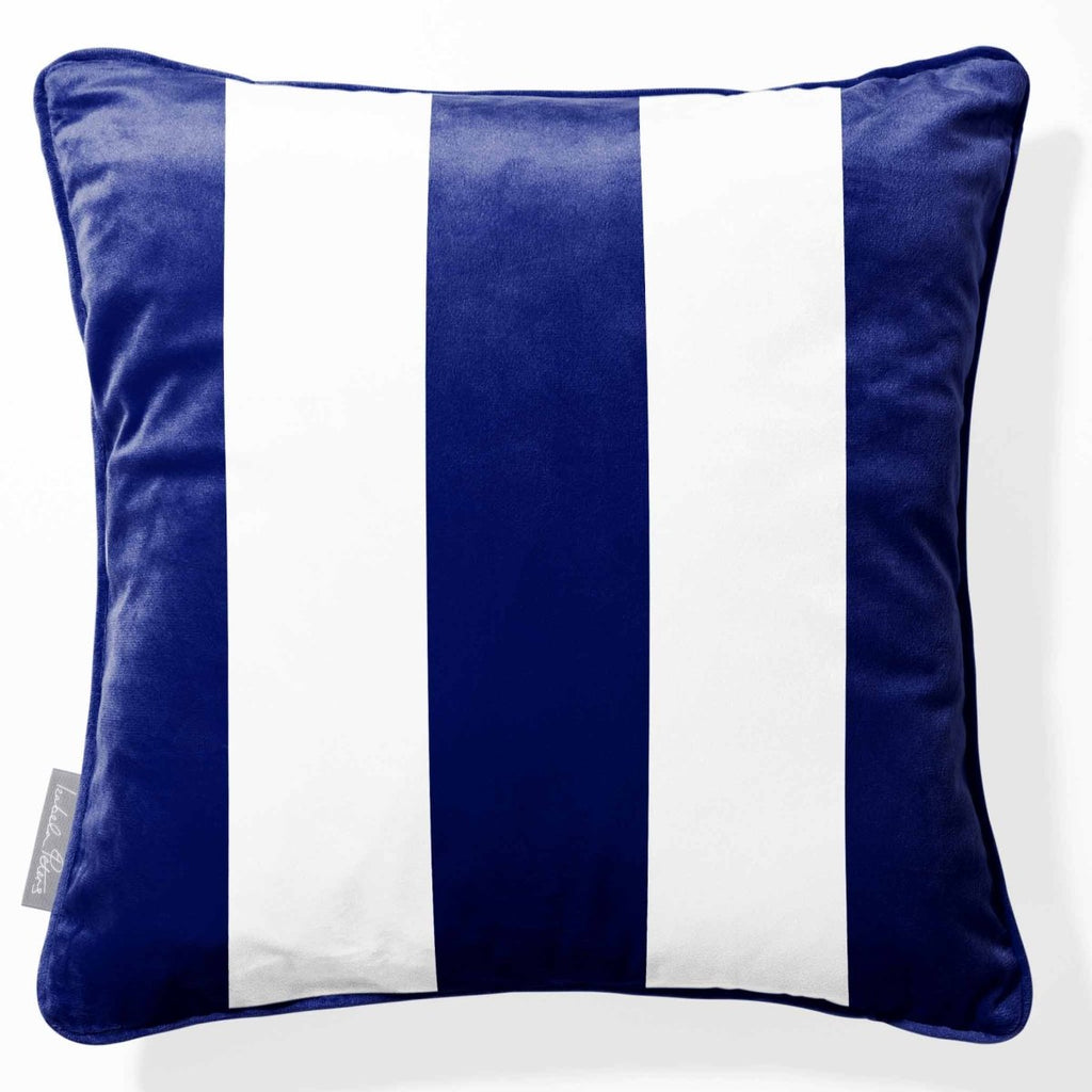 3 Stripes | Sustainable Velvet Cushion with Piping - Midnight 40 x 40 cm by Izabela Peters