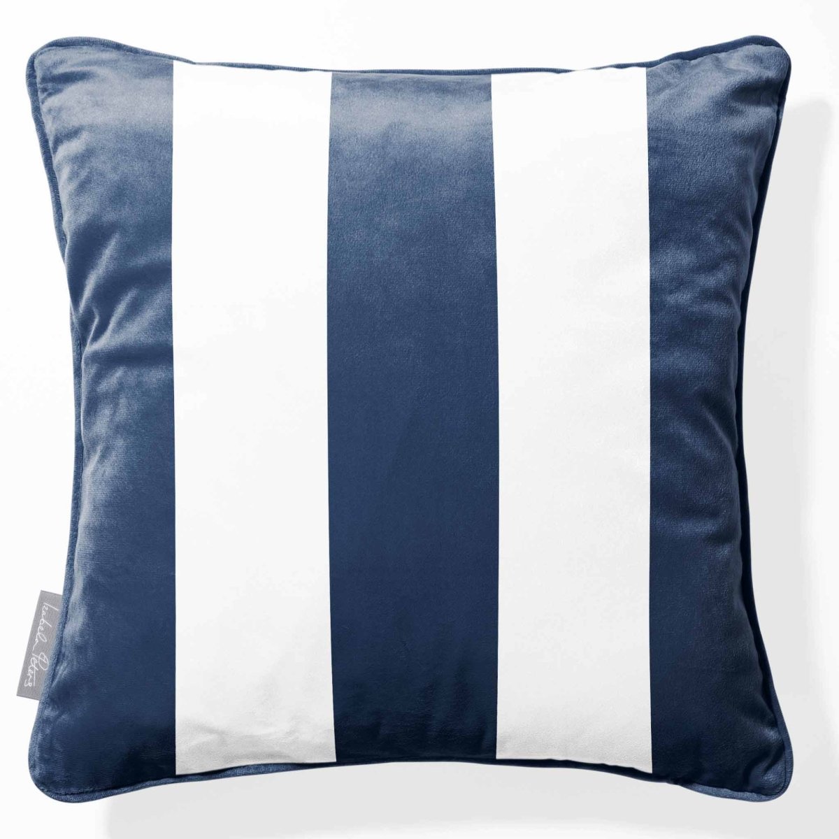 3 Stripes | Sustainable Velvet Cushion with Piping - Petrol Blue 40 x 40 cm by Izabela Peters